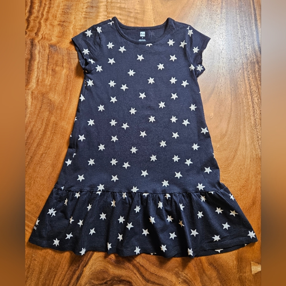 Tea Collection Black White Starry Kids Dress Size 8